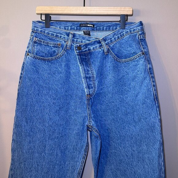 Women's Junior 11 Fashion Nova Crossover Straight Leg Jeans Non-Stretch - Picture 4 of 8